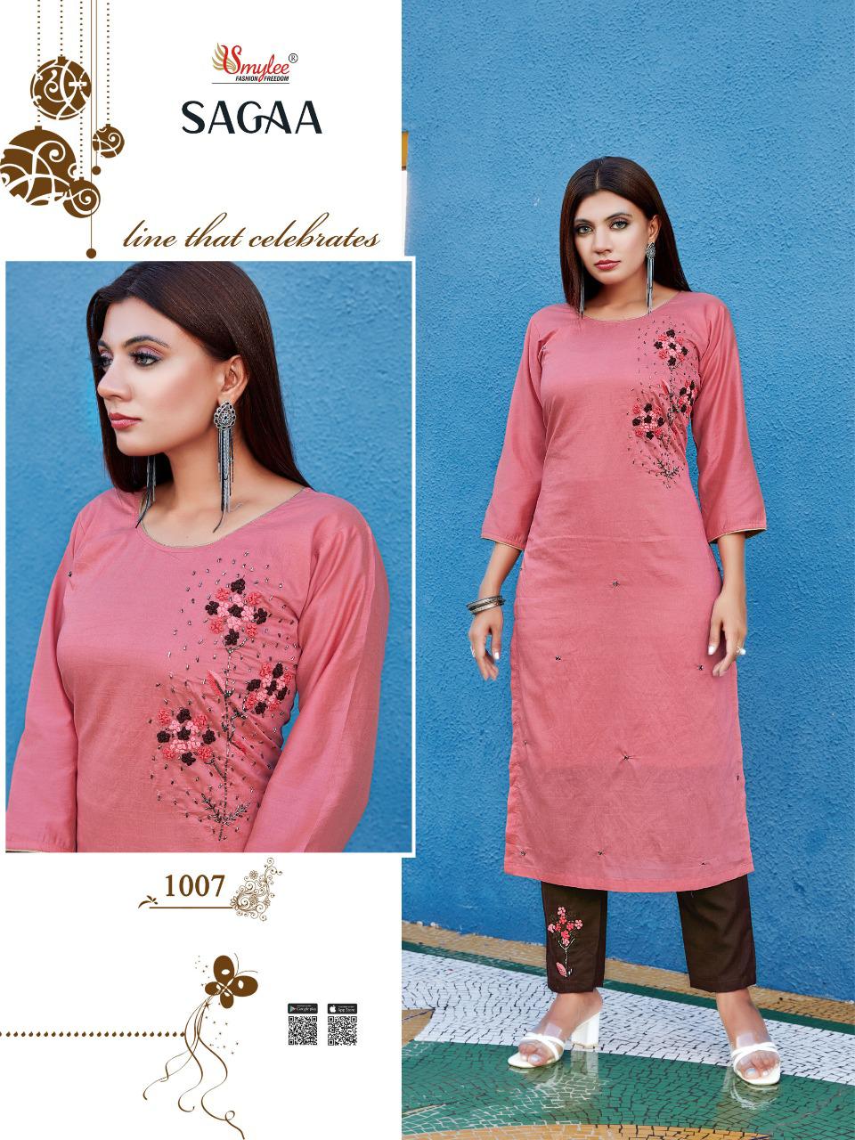 Smylee Sagaa Designer Ethnic Wear Designer Kurti With Bottom Collection